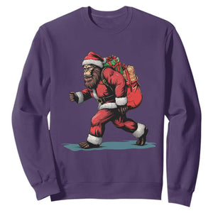 Funny Christmas Santa Bigfoot Sweatshirt Xmas Sasquatch TS11 Purple Print Your Wear