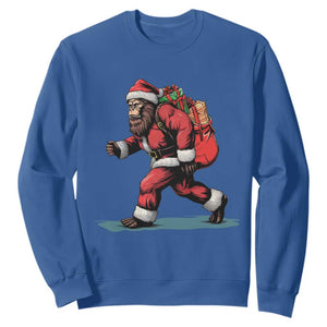 Funny Christmas Santa Bigfoot Sweatshirt Xmas Sasquatch TS11 Royal Blue Print Your Wear