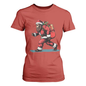 Funny Christmas Santa Bigfoot T Shirt For Women Xmas Sasquatch TS11 Red Print Your Wear