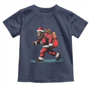 Funny Christmas Santa Bigfoot Toddler T Shirt Xmas Sasquatch TS11 Navy Print Your Wear