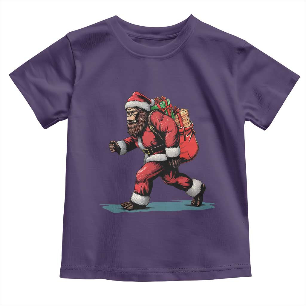 Funny Christmas Santa Bigfoot Toddler T Shirt Xmas Sasquatch TS11 Purple Print Your Wear