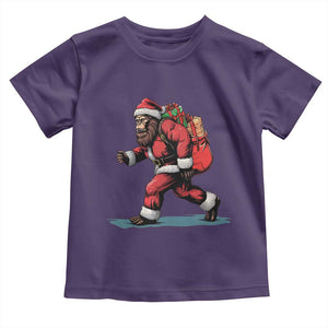Funny Christmas Santa Bigfoot Toddler T Shirt Xmas Sasquatch TS11 Purple Print Your Wear