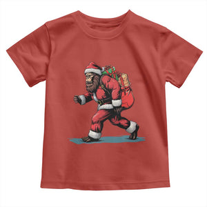 Funny Christmas Santa Bigfoot Toddler T Shirt Xmas Sasquatch TS11 Red Print Your Wear