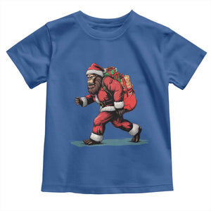 Funny Christmas Santa Bigfoot Toddler T Shirt Xmas Sasquatch TS11 Royal Blue Print Your Wear