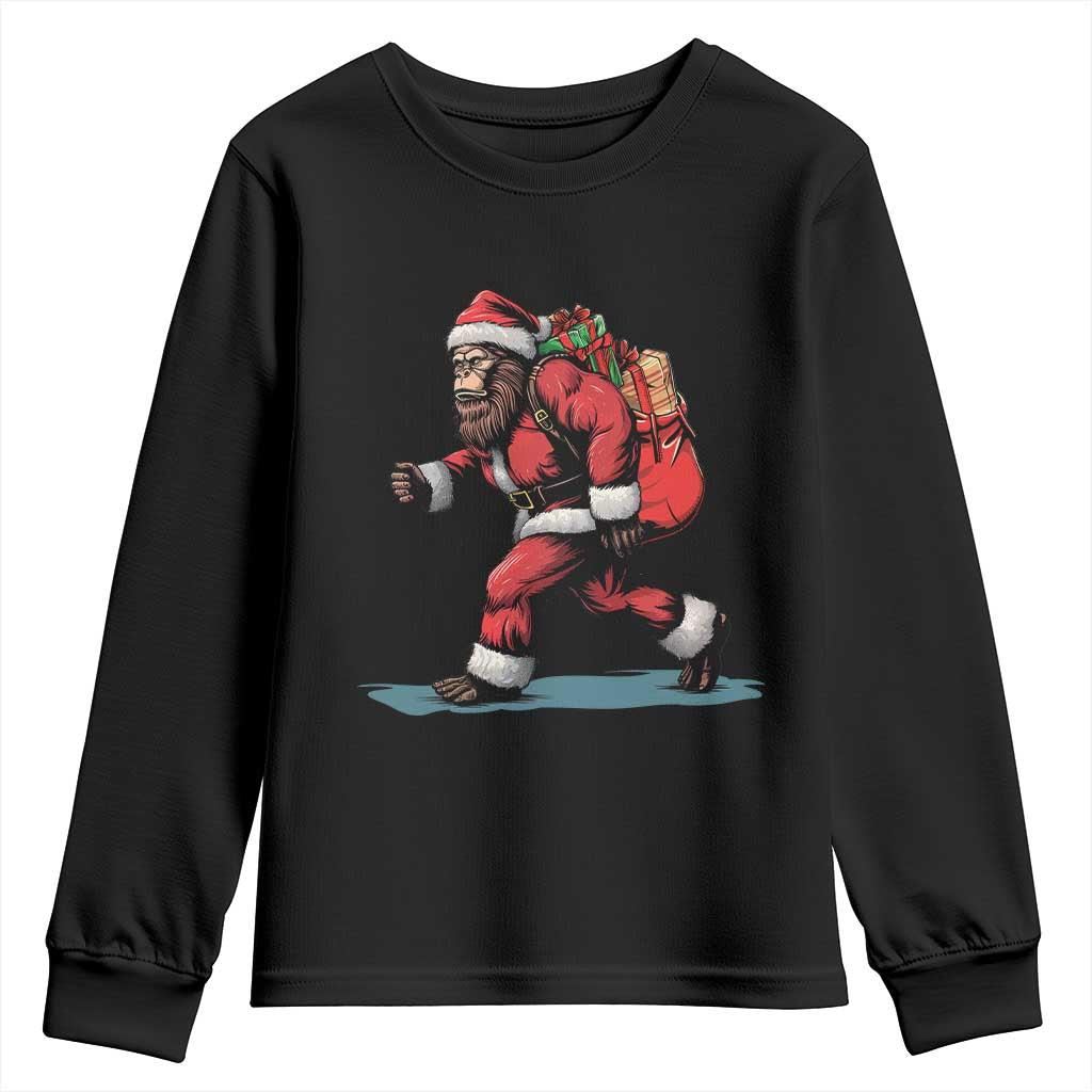 Funny Christmas Santa Bigfoot Youth Sweatshirt Xmas Sasquatch TS11 Black Print Your Wear