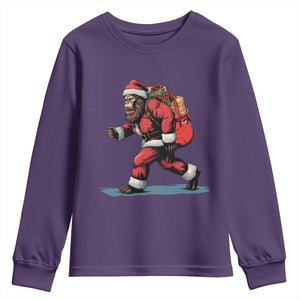 Funny Christmas Santa Bigfoot Youth Sweatshirt Xmas Sasquatch TS11 Purple Print Your Wear