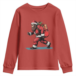 Funny Christmas Santa Bigfoot Youth Sweatshirt Xmas Sasquatch TS11 Red Print Your Wear