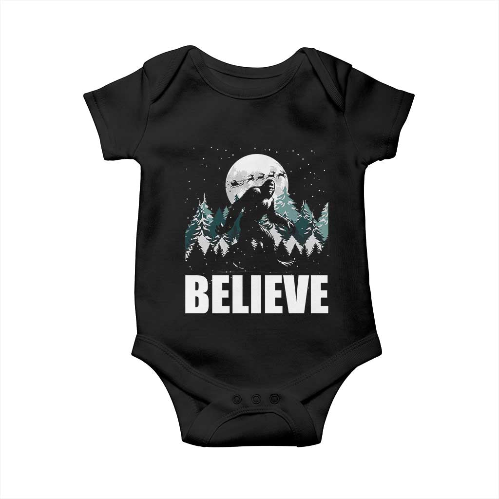 Funny Christmas Bigfoot Baby Onesie Believe Santa Sasquatch Snow TS11 Black Print Your Wear