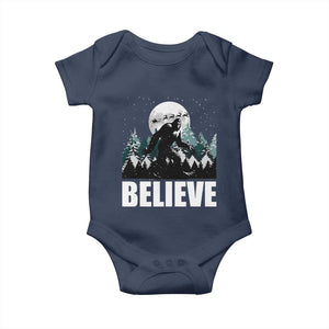 Funny Christmas Bigfoot Baby Onesie Believe Santa Sasquatch Snow TS11 Navy Print Your Wear