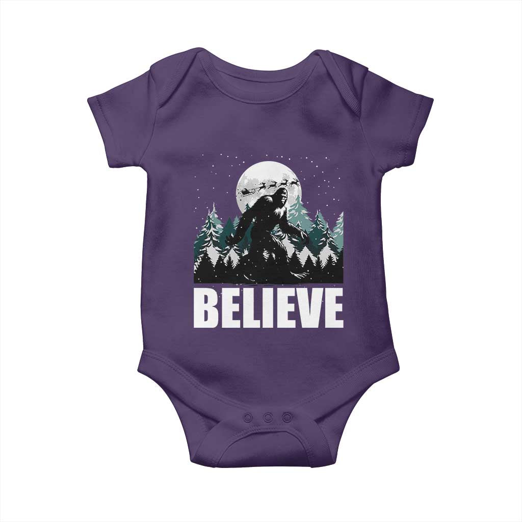 Funny Christmas Bigfoot Baby Onesie Believe Santa Sasquatch Snow TS11 Purple Print Your Wear