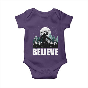 Funny Christmas Bigfoot Baby Onesie Believe Santa Sasquatch Snow TS11 Purple Print Your Wear