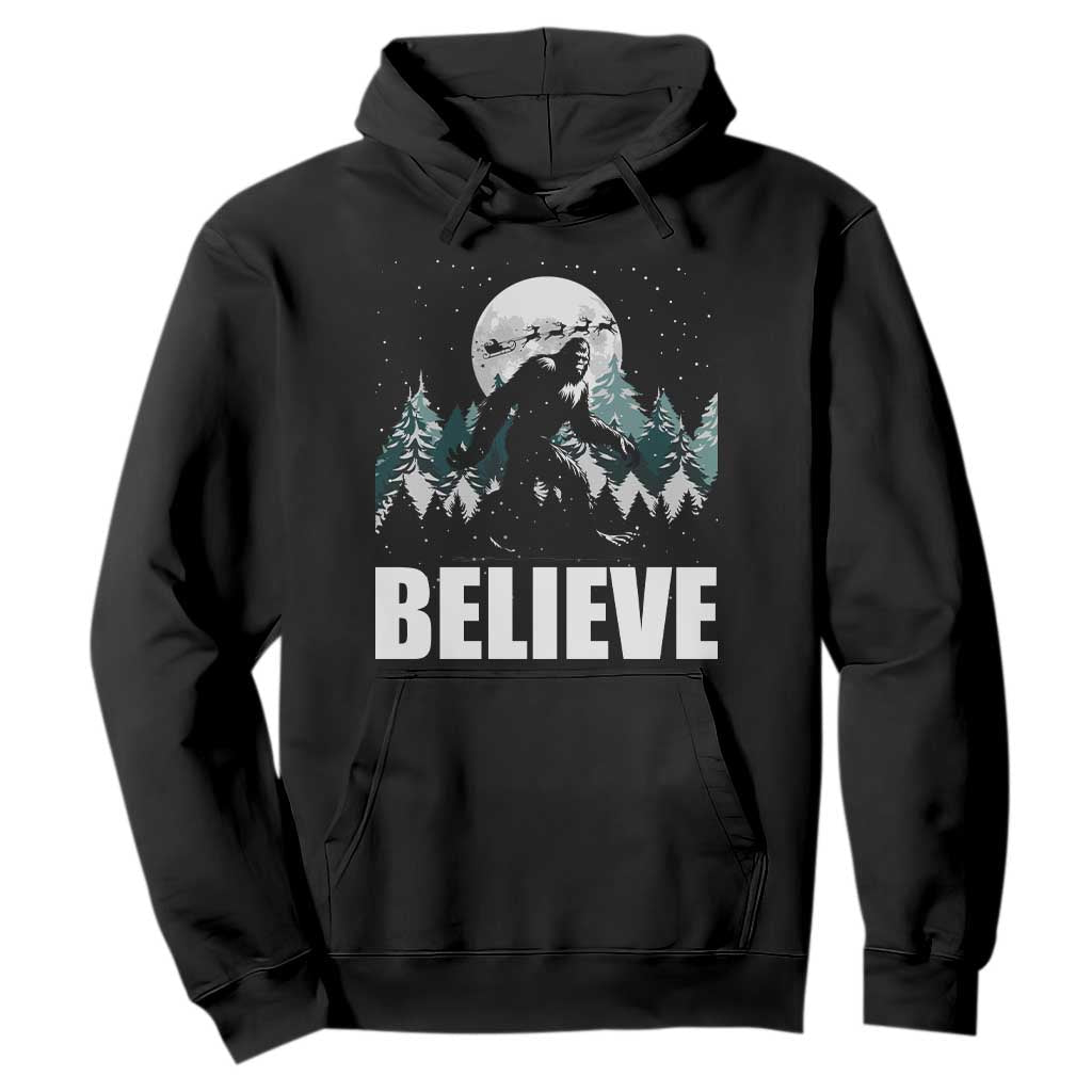 Funny Christmas Bigfoot Hoodie Believe Santa Sasquatch Snow TS11 Black Print Your Wear