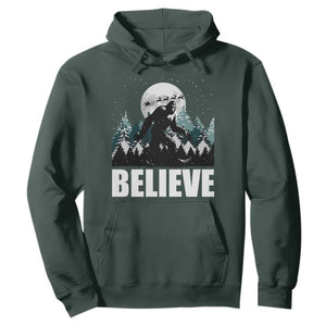 Funny Christmas Bigfoot Hoodie Believe Santa Sasquatch Snow TS11 Dark Forest Green Print Your Wear