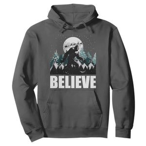 Funny Christmas Bigfoot Hoodie Believe Santa Sasquatch Snow TS11 Dark Heather Print Your Wear