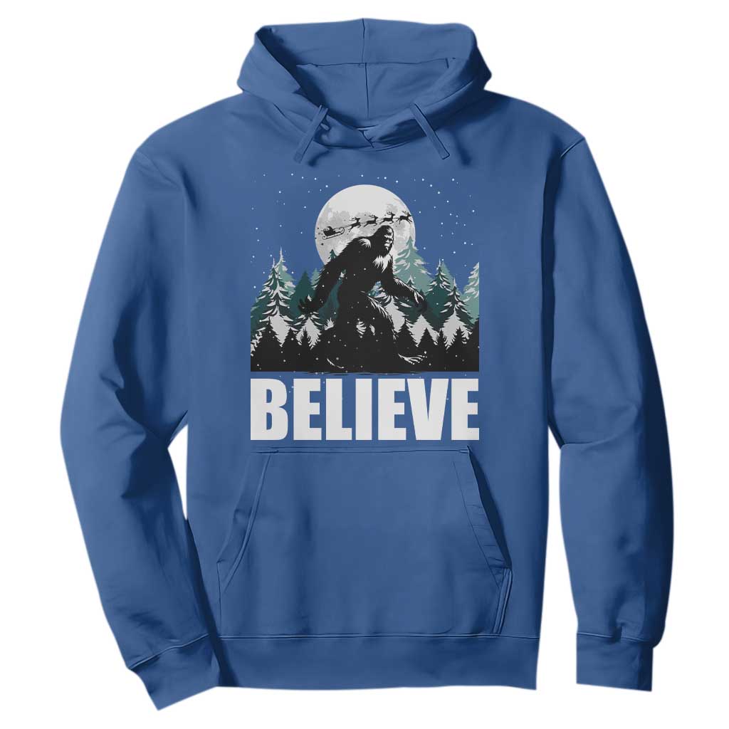 Funny Christmas Bigfoot Hoodie Believe Santa Sasquatch Snow TS11 Royal Blue Print Your Wear