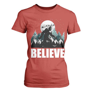 Funny Christmas Bigfoot T Shirt For Women Believe Santa Sasquatch Snow TS11 Red Print Your Wear