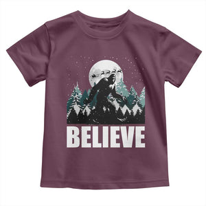 Funny Christmas Bigfoot Toddler T Shirt Believe Santa Sasquatch Snow TS11 Maroon Print Your Wear