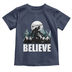 Funny Christmas Bigfoot Toddler T Shirt Believe Santa Sasquatch Snow TS11 Navy Print Your Wear