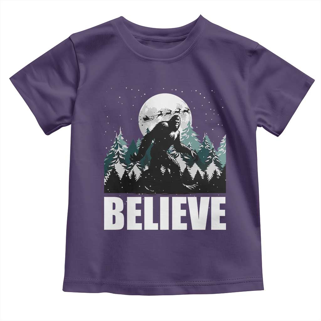 Funny Christmas Bigfoot Toddler T Shirt Believe Santa Sasquatch Snow TS11 Purple Print Your Wear
