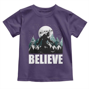 Funny Christmas Bigfoot Toddler T Shirt Believe Santa Sasquatch Snow TS11 Purple Print Your Wear