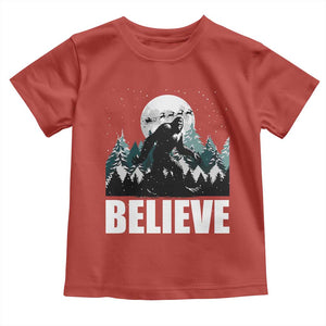 Funny Christmas Bigfoot Toddler T Shirt Believe Santa Sasquatch Snow TS11 Red Print Your Wear