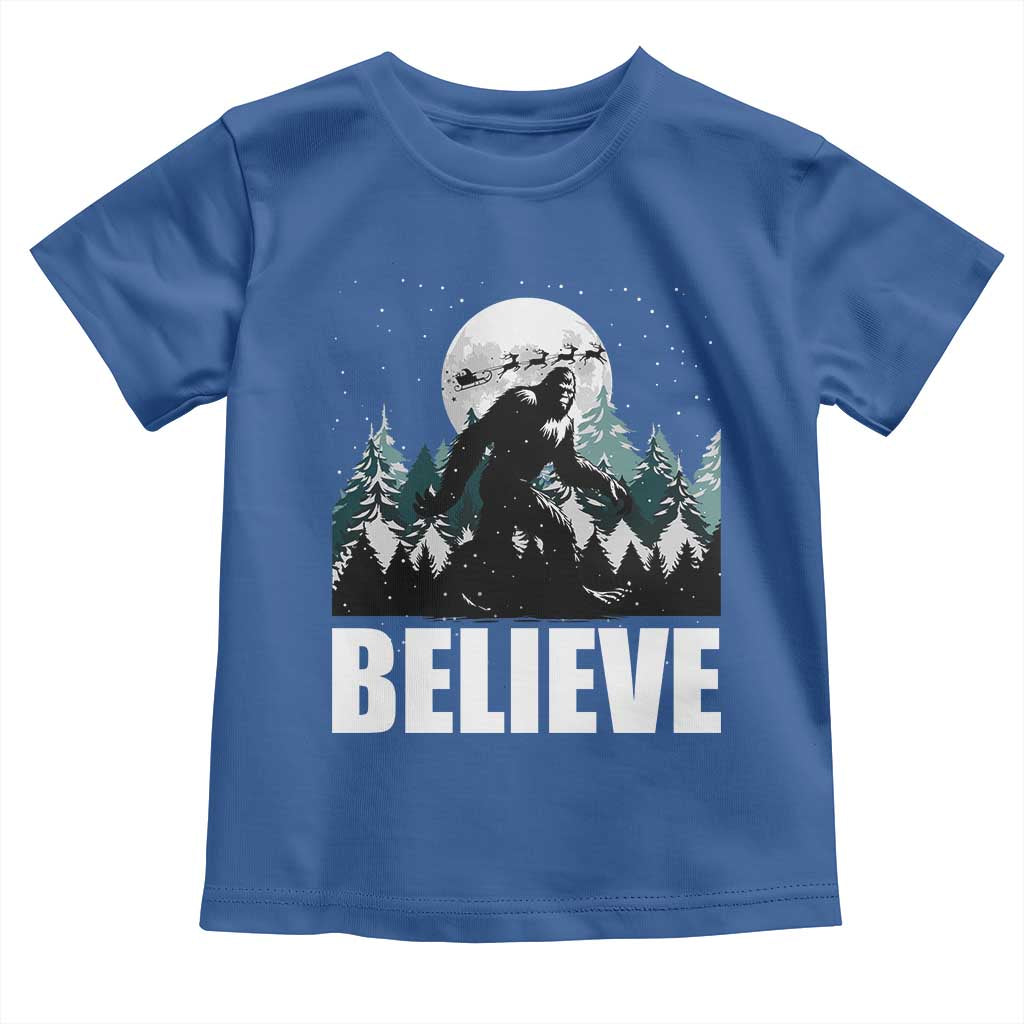 Funny Christmas Bigfoot Toddler T Shirt Believe Santa Sasquatch Snow TS11 Royal Blue Print Your Wear