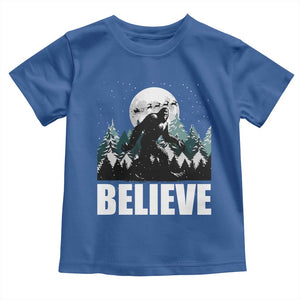 Funny Christmas Bigfoot Toddler T Shirt Believe Santa Sasquatch Snow TS11 Royal Blue Print Your Wear