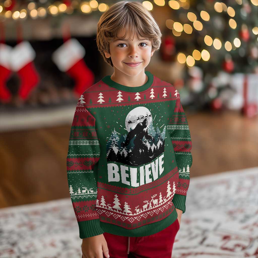 Funny Xmas Bigfoot Ugly Christmas Sweater Believe Santa Sasquatch Snow TS11 Christmas Print Your Wear