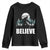 Funny Christmas Bigfoot Youth Sweatshirt Believe Santa Sasquatch Snow TS11 Black Print Your Wear