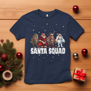 Funny Christmas Bigfoot T Shirt Santa Squad Sasquatch Cosplay Elf Santa Snowman TS11 Navy Print Your Wear
