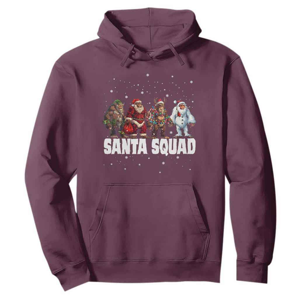Funny Christmas Bigfoot Hoodie Santa Squad Sasquatch Cosplay Elf Santa Snowman TS11 Maroon Print Your Wear