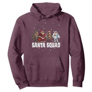 Funny Christmas Bigfoot Hoodie Santa Squad Sasquatch Cosplay Elf Santa Snowman TS11 Maroon Print Your Wear
