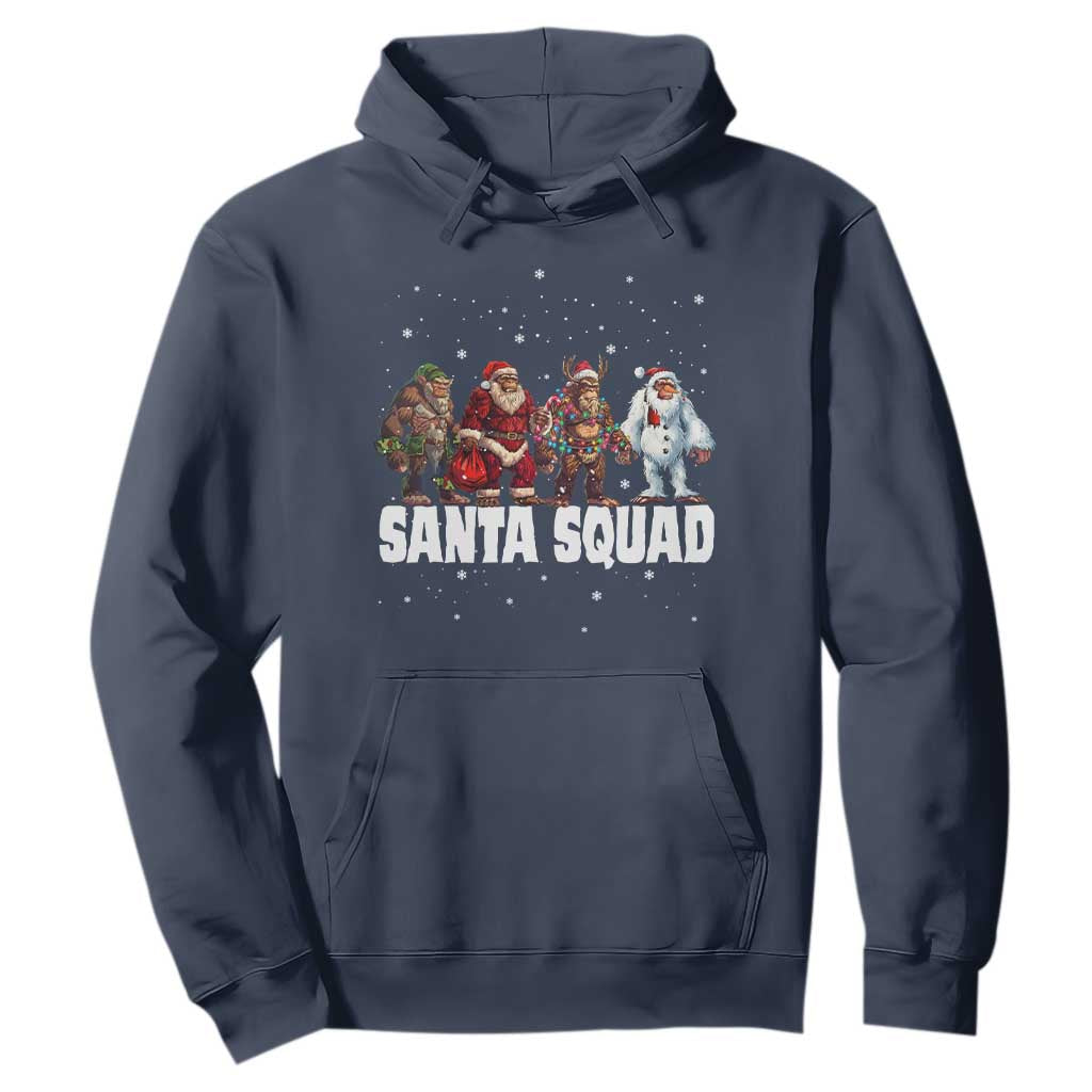 Funny Christmas Bigfoot Hoodie Santa Squad Sasquatch Cosplay Elf Santa Snowman TS11 Navy Print Your Wear