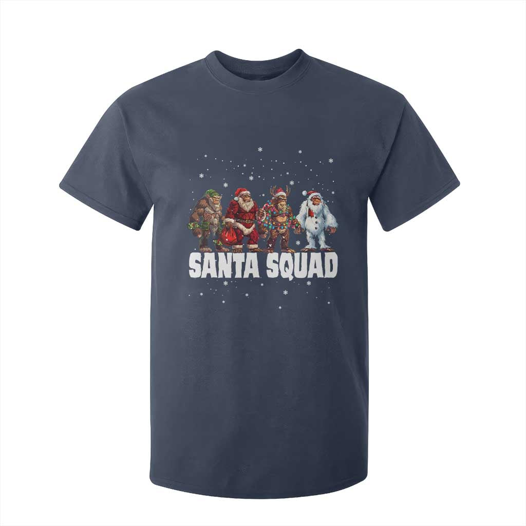 Funny Christmas Bigfoot T Shirt For Kid Santa Squad Sasquatch Cosplay Elf Santa Snowman TS11 Navy Print Your Wear