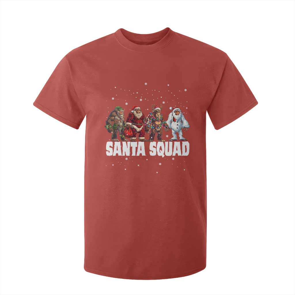 Funny Christmas Bigfoot T Shirt For Kid Santa Squad Sasquatch Cosplay Elf Santa Snowman TS11 Red Print Your Wear