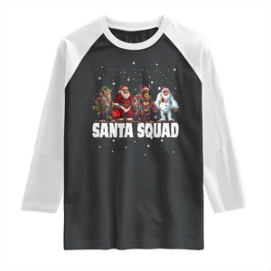 Funny Christmas Bigfoot Raglan Shirt Santa Squad Sasquatch Cosplay Elf Santa Snowman TS11 Black White Print Your Wear