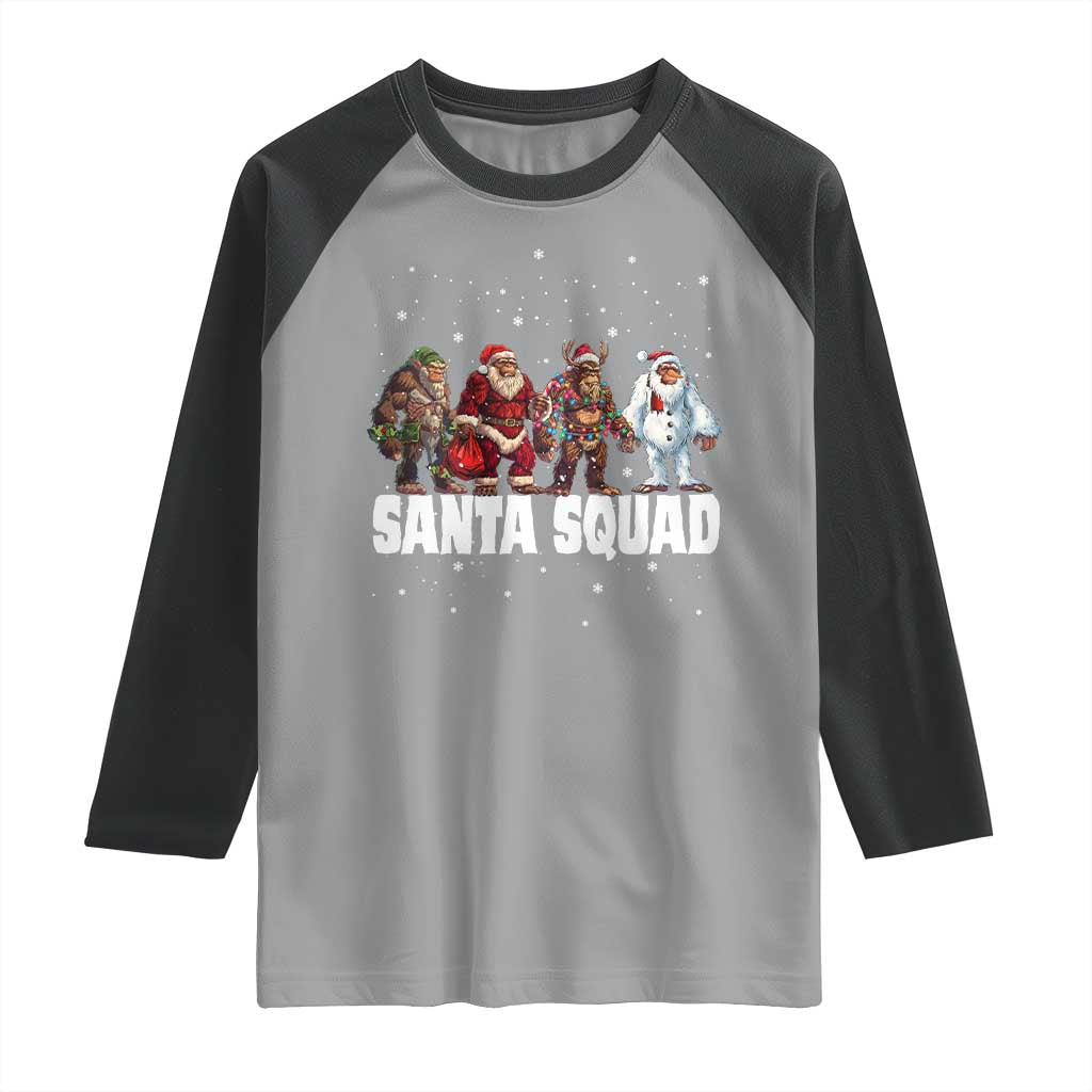 Funny Christmas Bigfoot Raglan Shirt Santa Squad Sasquatch Cosplay Elf Santa Snowman TS11 Sport Gray Black Print Your Wear