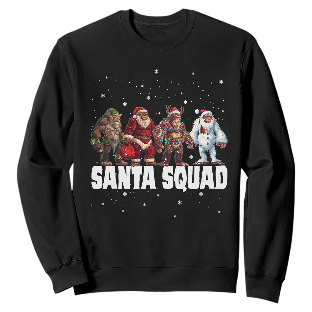 Funny Christmas Bigfoot Sweatshirt Santa Squad Sasquatch Cosplay Elf Santa Snowman TS11 Black Print Your Wear