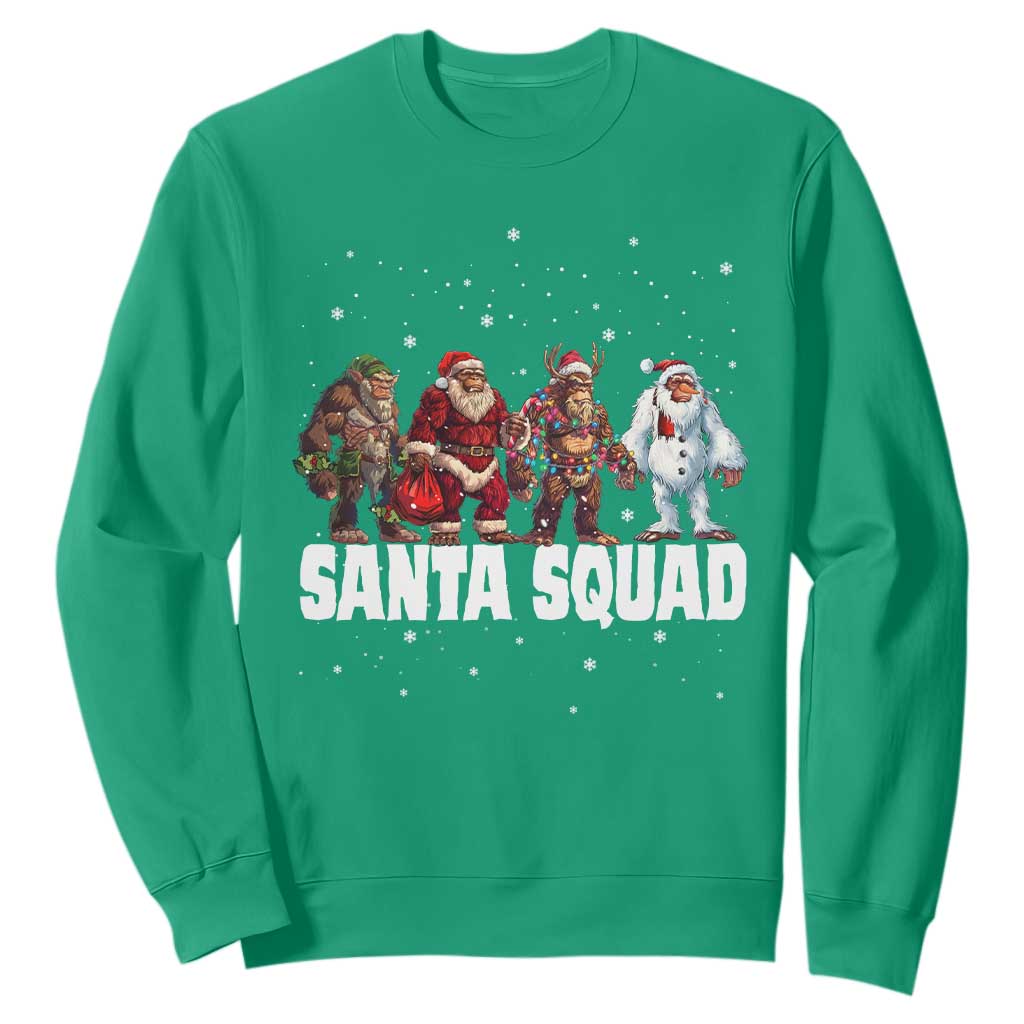 Funny Christmas Bigfoot Sweatshirt Santa Squad Sasquatch Cosplay Elf Santa Snowman TS11 Irish Green Print Your Wear
