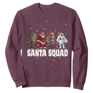 Funny Christmas Bigfoot Sweatshirt Santa Squad Sasquatch Cosplay Elf Santa Snowman TS11 Maroon Print Your Wear