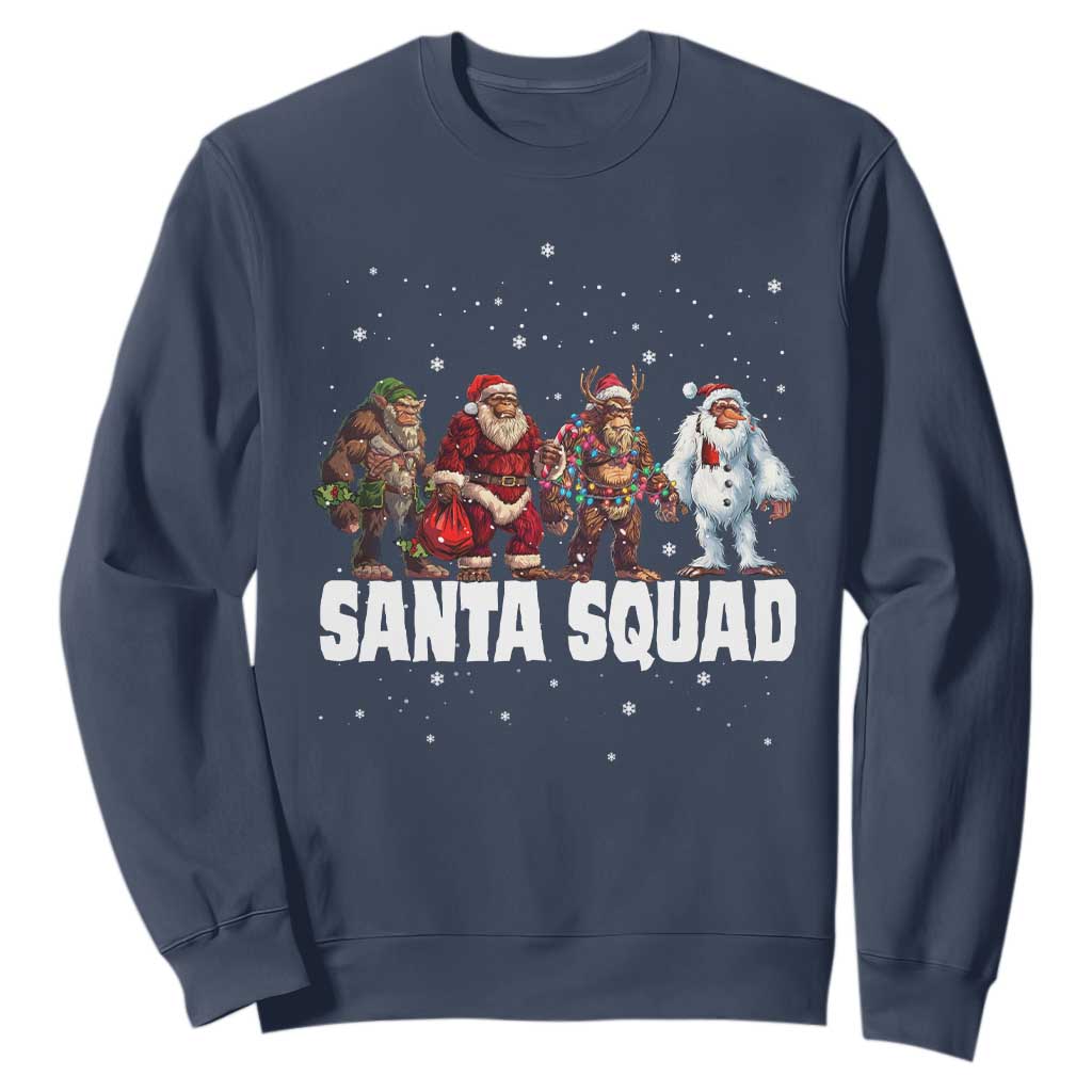 Funny Christmas Bigfoot Sweatshirt Santa Squad Sasquatch Cosplay Elf Santa Snowman TS11 Navy Print Your Wear