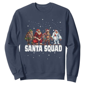 Funny Christmas Bigfoot Sweatshirt Santa Squad Sasquatch Cosplay Elf Santa Snowman TS11 Navy Print Your Wear