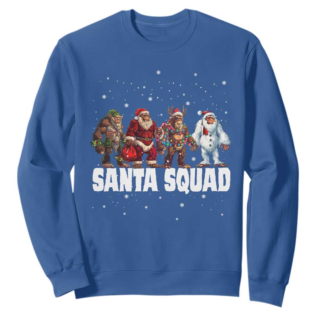 Funny Christmas Bigfoot Sweatshirt Santa Squad Sasquatch Cosplay Elf Santa Snowman TS11 Royal Blue Print Your Wear