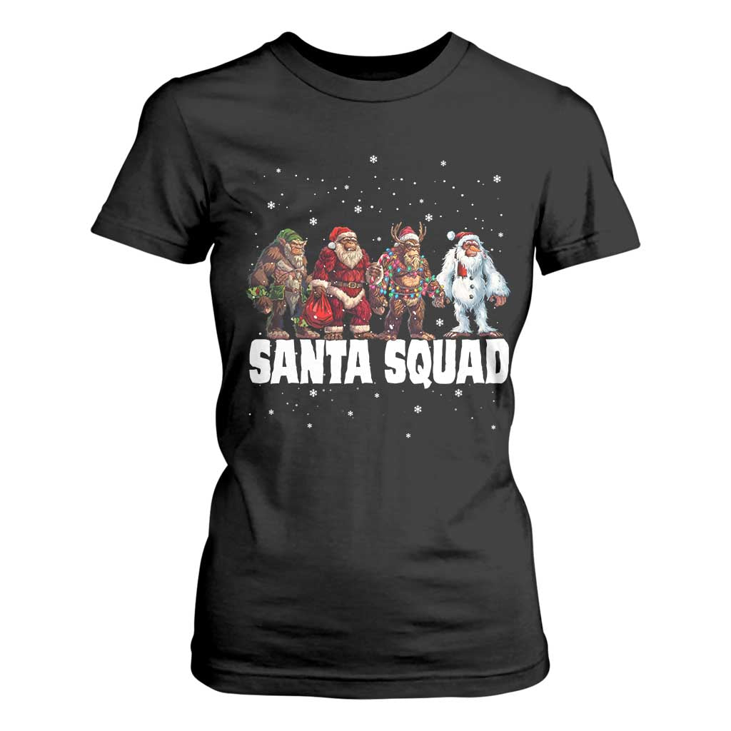 Funny Christmas Bigfoot T Shirt For Women Santa Squad Sasquatch Cosplay Elf Santa Snowman TS11 Black Print Your Wear