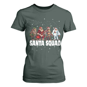 Funny Christmas Bigfoot T Shirt For Women Santa Squad Sasquatch Cosplay Elf Santa Snowman TS11 Dark Forest Green Print Your Wear