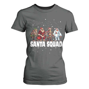 Funny Christmas Bigfoot T Shirt For Women Santa Squad Sasquatch Cosplay Elf Santa Snowman TS11 Dark Heather Print Your Wear