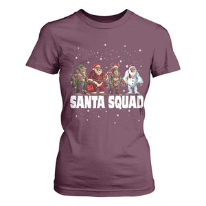 Funny Christmas Bigfoot T Shirt For Women Santa Squad Sasquatch Cosplay Elf Santa Snowman TS11 Maroon Print Your Wear