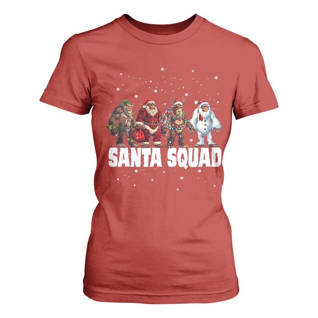 Funny Christmas Bigfoot T Shirt For Women Santa Squad Sasquatch Cosplay Elf Santa Snowman TS11 Red Print Your Wear