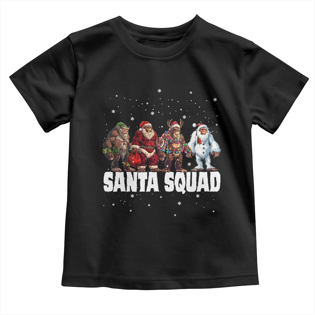 Funny Christmas Bigfoot Toddler T Shirt Santa Squad Sasquatch Cosplay Elf Santa Snowman TS11 Black Print Your Wear