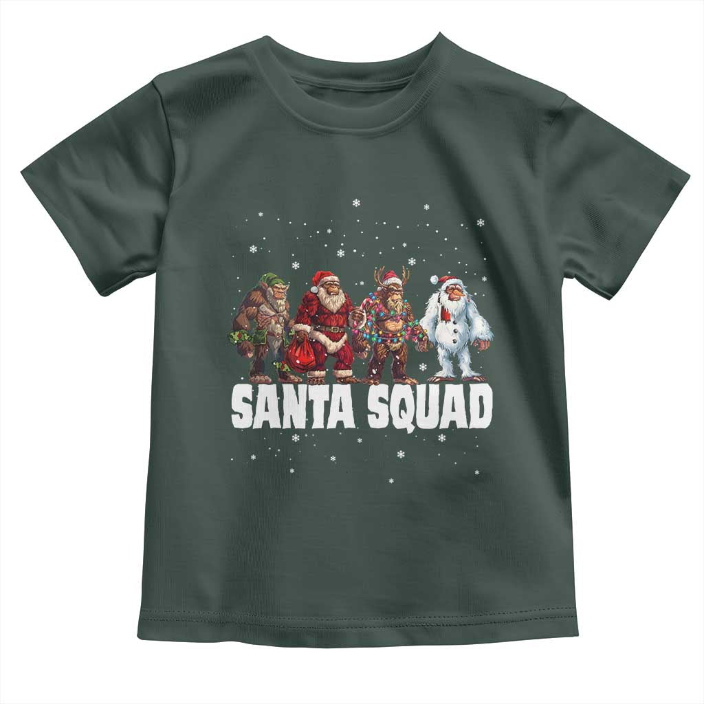 Funny Christmas Bigfoot Toddler T Shirt Santa Squad Sasquatch Cosplay Elf Santa Snowman TS11 Dark Forest Green Print Your Wear